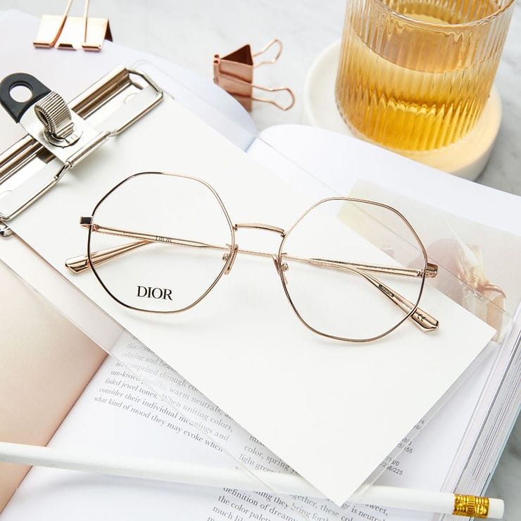 DIOR : Gem Dior O R2U-E000 กรอบแว่นทรงกลมสไตล์ Retro Modern